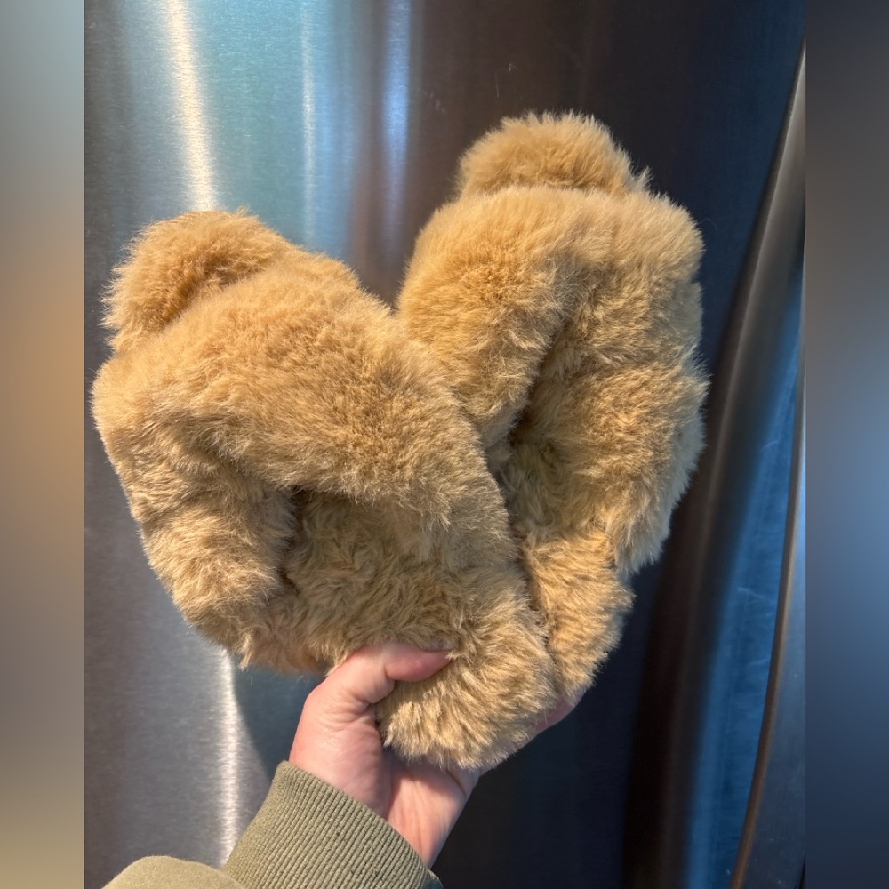 Teddy Faux Fur Earmuffs Tan Bear Ear Cozy Winter size 7